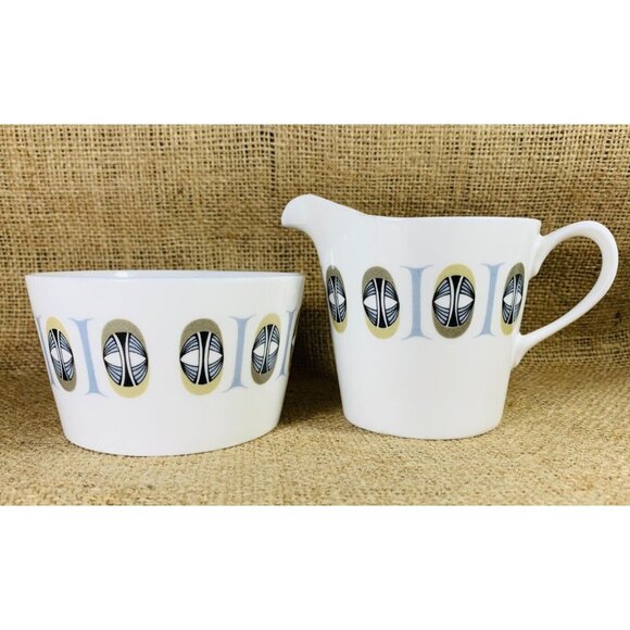 Coclough MCM Cream and Sugar Set Mid-century Geometric Pattern E568 - Picture 1 of 12